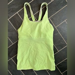 Lululemon electric yellow tank top with built in bra size 6